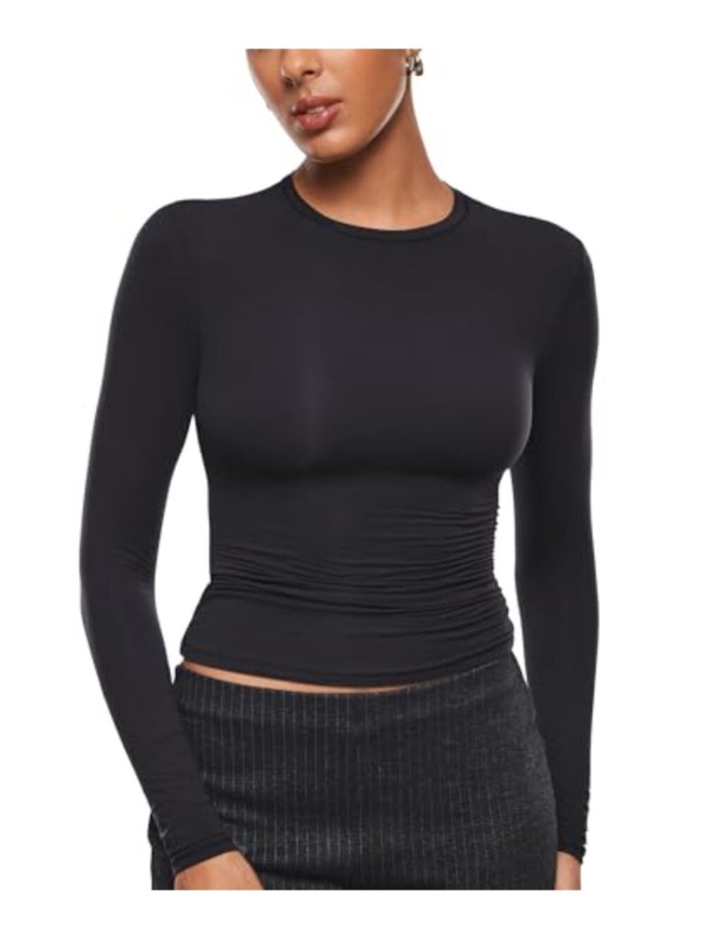 Women's Ultra Long Sleeve Compression Activewear Shirt Crew Neck Pull On